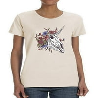 Jedinstvena lubanja W cvijeće Majica - Dizajn žena -Martprints, ženski medij