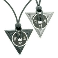Amulete Lucky Coin Triangle Magic Powers Black Ashate Hematit Love Parovi ili najbolje prijateljice