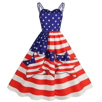 FSQJGQ Ljetne haljine Američka zastava PIRNT party haljina bez rukava svjećna haljina za žene 4. srpnja