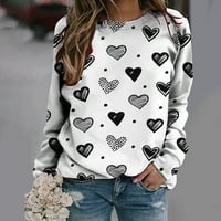 Ženske dukseve za valentinovo zaljubljene majice vole srce grafički s dugim rukavima, pulover na vrhu