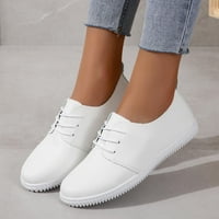 Ženske casual cipele jednostavne čvrste boje ravnog dna čipke Up svjetlosnu jedino udobne cipele s klizanjem