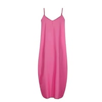 Plus size Maxi haljine za žene Ljeto Ležerne prilike bez rukava V izrez Solid Color Print Rezervoar