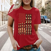 Američke majice zastava 4. jula Žene Vintage SAD Patriotska majica O-izrez Summer Casual Majica kratkih