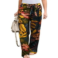 Niuer Boho cvjetni ispis labavi pantalone za žene viseći struk široki dnevni boravak pune dužine hlače