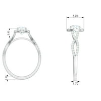 Moissnitni zaručnički prsten, križni prsten Criss za žene, 14k bijelo zlato, SAD 9.50