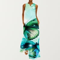 Plus veličina haljina za žene Ležerne prilike Flowy Summery bez rukava maxi haljina leptira za plažu