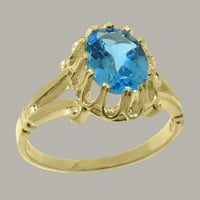 Britanci napravio 9k žuto zlato prirodno plavo Topaz ženski obećaj prsten - Opcije veličine - veličine