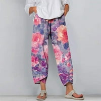 Pink Novo proljeće i ljetni ženski ljetni modni tisak Lagani džep casual pantalone hlače