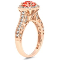 2.7ct okrugli rez Crveni simulirani dijamant 14k 14K ruža Gold Anniversement HALO prstena veličine 4,5