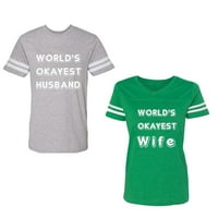 Svijet Okyest suprug supruga Uniznoj par koji odgovara pamučnom dresu u obliku majica kontrastne pruge