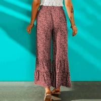 Dasayo žene elastične struk široke pantalone za noge Leopard Print Pleased pantalone Ljetna plaža