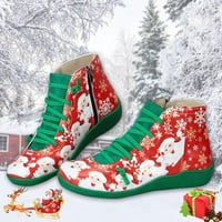 Neugodne cipele za odrasle žene masline za žene udobne kratke cipele tiskanje ravnih božićnih noktiju