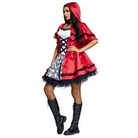 Ženske gotičke bez rukava mini haljine čipke sa ogrtačem i rukavicama Cosplay Halloween haljine crvene