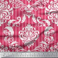 Soimoi ružičasta pamučna pattna tkanina pruga i vektor dizajn damaske tkanine otisci sa dvorištem širom