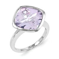 Čvrsto sterling srebrni ružičasti kvarcni prsten veličine 6