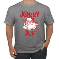 Santa Jolly AF Božićna grafička majica, Heather Grey, X-Veliki