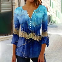 Charella Žene sa žaruljenim majicama Bluze Trubetni rukav od ispisanog dugme Osnovni rušeni korzet Tunic