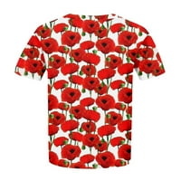 Dauch Plus Veličina vrhova kratkih rukava cvjetni print casual majice Labavi fit letnje posade TUNIC CRVENI 4XL