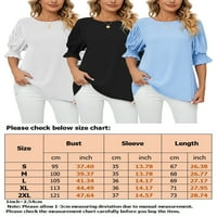 Colisha Women Tunic bluza Polupansion Šifon vrhovi Crew Crt Majica Elegantna plaža Košulje u boji Crne