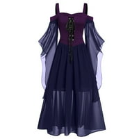 Žene plus veličina haljine čvrsto hladno rame leptir rukava čipka u obliku suknje mrežica za Halloween