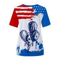 Gaecuw USA košulje Neovisnosti Ženski vrhovi Dressy Ležerne prilike Casual Loose Fit Majice Bluza Okrugla