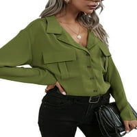 Ženska modna šifonska bluza Jednobojna košulja od sopstvene košulje Ležerne uredske dame dugih rukava
