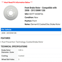 Prednji rotor kočnice - kompatibilan sa - BMW 128i 2012