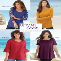 Roaman's Women's Plus sizen dugi rukavac V-izrez ultimate majica