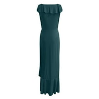 Ženske haljine Maxi kratki rukav Maxi modni ispisani V-izrez ljetna haljina zelena 2xl