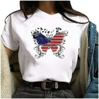 OAVQHLG3B američka majica za zastavu za žene Ljeto Ležerne prilike, 4. srpnja Odjeća Patriotske grafičke
