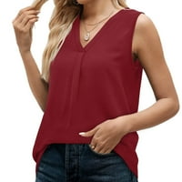 Mikilon na prodaju Ženska bluza Majica Tunic Tops Labavi Ležerne prilike bez rukava V-izrez Solid Ležerne