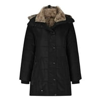 Zimski kaputi za žene Ležerne kuće za odmor topli kapuljač s kapuljačom, crna veličina L