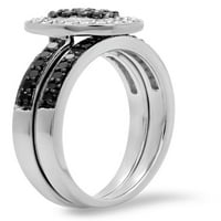 DazzlingRock kolekcija 0. CARAT STERLING srebrni crno-bijeli dijamant za angažman prsten za brisanje