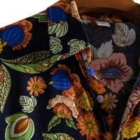 Muška gumba dolje majice cvjetni vrhovi V-izrez kratkih rukava COZY Ljetna bluza Hot Ležerne prilike