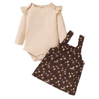 Dojenčad za bebe odijelo set okruglog izreza s dugim rukavima Romper Top cvjetni suknja od suknja za