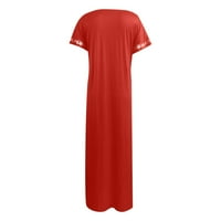 Ženske haljine Kratki rukav Dužina gležnja Ležerne košulje od sunca Solid V-izrez ljetna haljina crvena