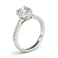 1.25CTW Prirodni dijamant i moissanite 18k bijeli zlatni krug halo zaručnički prsten