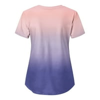 Ženski piling vrhovi smiješni ispis majica za odmor s rukavima V-izrez dušica radna uniforma TEE majica