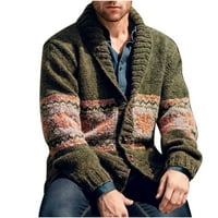 Muški casual šawl ovratnik džemper V izrez Modni pleteni dugme Torp vojska zelena veličina xxl