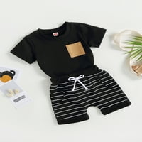 Wassery Toddler Baby Boys Ljetni odjel kratkih rukava kratki majica i casual prugasti elastični kratke