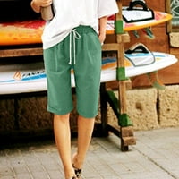 Ženska modna casual labava mekana čvrsta boja Mid struk tanki čipkasti hlače zeleno m