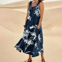 Ženska maxi haljina ljetne casual sandress duge haljine Havajska plaža Maxi haljina s džepovima