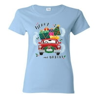 Divlji Bobby, sretan i jarko crveni Car Car Božićnu žensku grafičku majicu, svijetloplava, 3xl