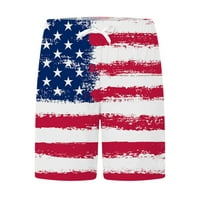 Radne kratke hlače za muškarce Dan neovisnosti prugasti zastava Shorts Print Hots Elastične struke Hlače