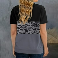 Auroural Women vrhovi ljetni ženski vrhovi plus veličina modna leopard print Crewneck bluza s kratkim