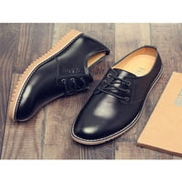 Audeban Muške modne okrugle cipele za cipele za cipele Radne sjajne udobne kože Oxford stanovi cipela