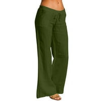 DMQupv pamučne joge hlače za žene Ženske posteljine hlače Ljeto casual vučna elastična struka kapri