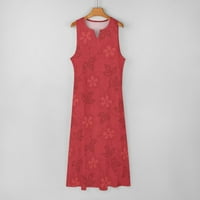 Udobna haljina za žene Crveni poliester, Spande komforna maxi haljina za žene Ljeto Žene Ležerne prilike