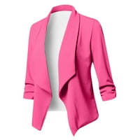 Stalni jesenski kaput ženski casual kaput čvrsta boja kratka labava Cardigan Jacket Hot Pink L
