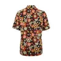 Ljetne dame cvjetna košulja za tiskane rever s kratkim rukavima na vrhu plaža casual majica bluza